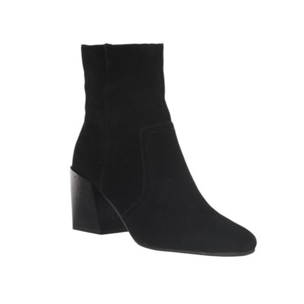 Blondo Sadie Waterproof Ankle Boot Black Suede Block Heel Zipper Side Closure 6